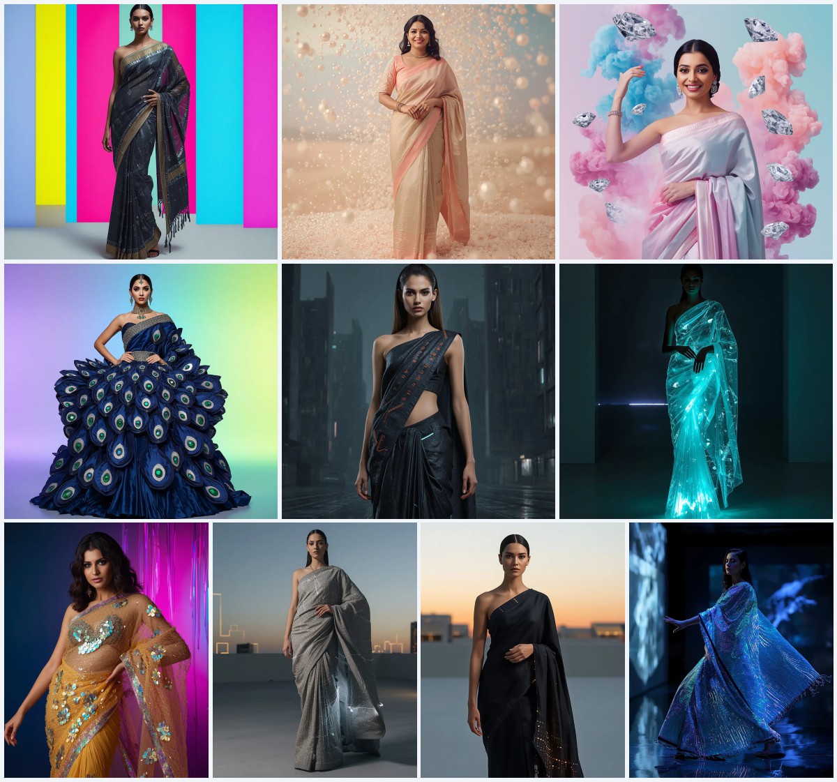 Best 10 Mystical Saree AI Prompts for Peacock Feather Accessory Photography | Chatgpt prompt for saree look for girl