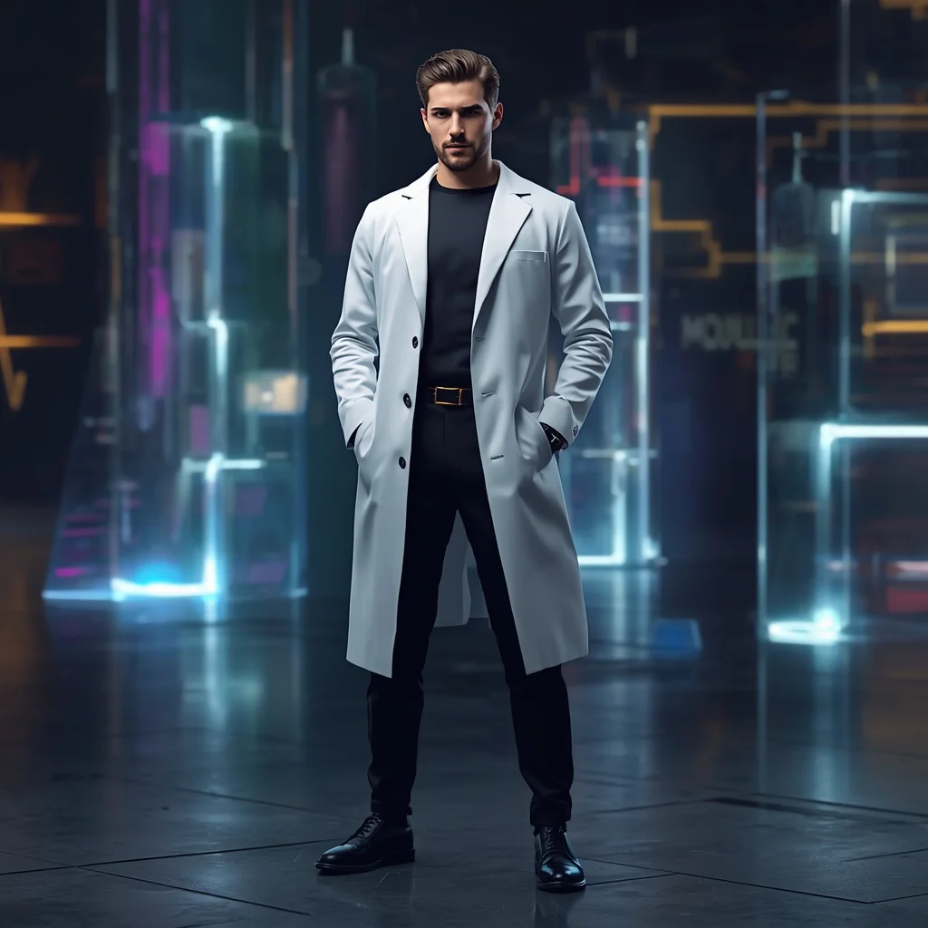 Stylish Man in a Modern Sci-Fi Laboratory | Prompt seen boy style — AI image prompt