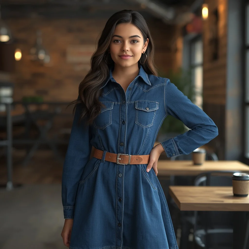 Beautiful Girl in a Contemporary Western Dress — AI image prompt