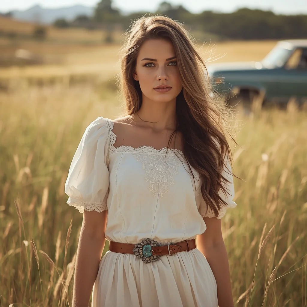 Beautiful Girl in a Modern Western Ensemble — AI image prompt