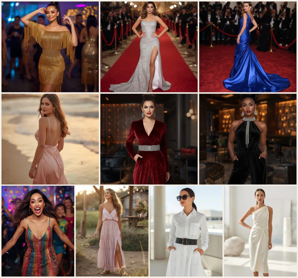 Best 10 AI Prompts for Women’s Elegant Evening Wear with Luxury Settings