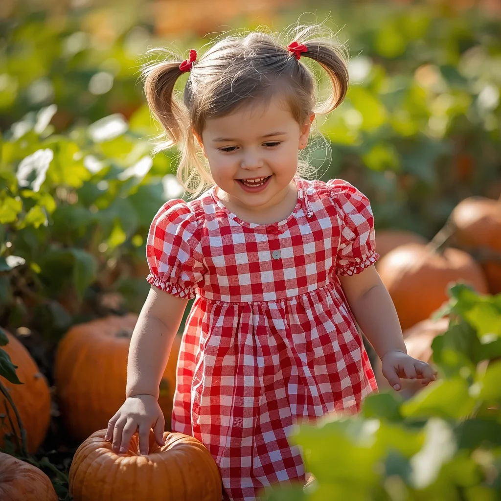 Cute Girl in a Playful Western Gingham Dress — AI image prompt