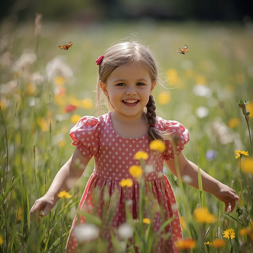 Cute Girl in a Playful Western Polka Dot Dress — AI image prompt