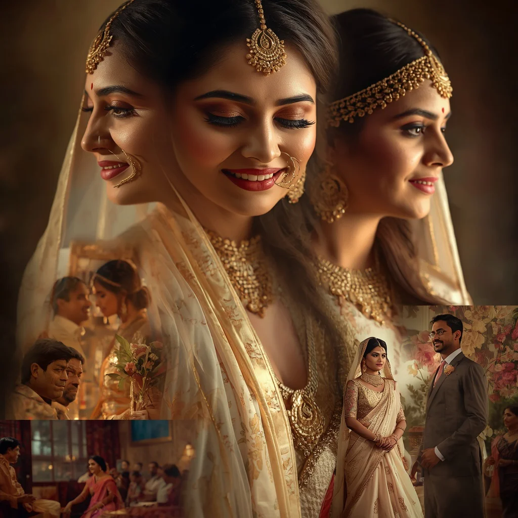Indian Bride's Journey from Sacred Rituals to Blissful Union — AI image prompt